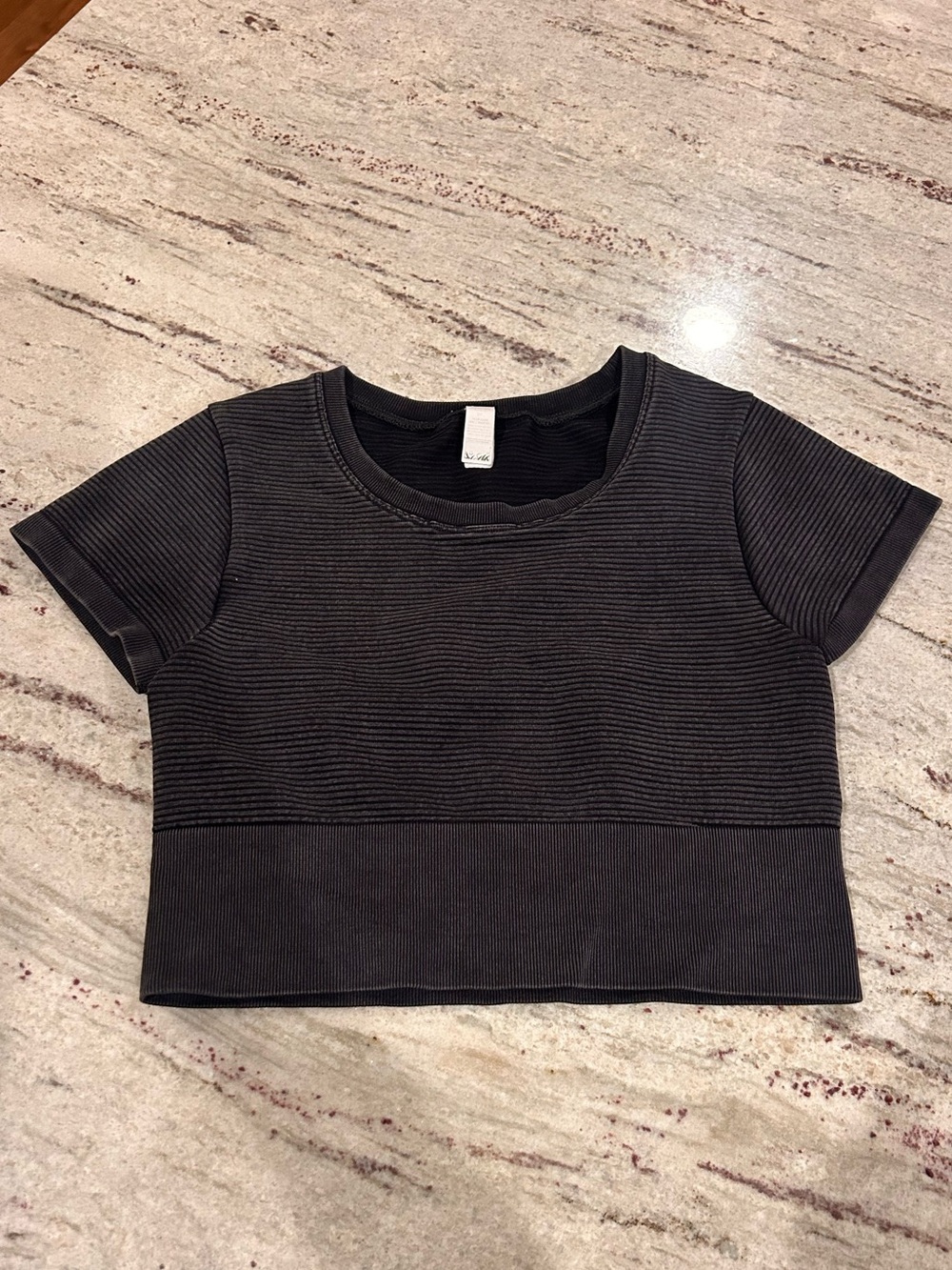 Ribbed Short Sleeve Black Crop Top